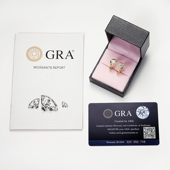 Moissanite Hoop Earrings for Women, Lab Imitation Diamond Huggie Earrings, 18K W - Picture 6 of 6